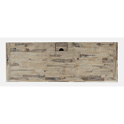 Rustic Shores Coastal Style Distressed Acacia USB Charging Desk