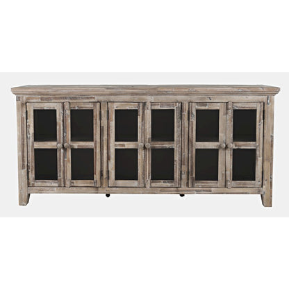 Rustic Shores 70" Coastal Distressed Acacia Six-Door Sideboard Cabinet