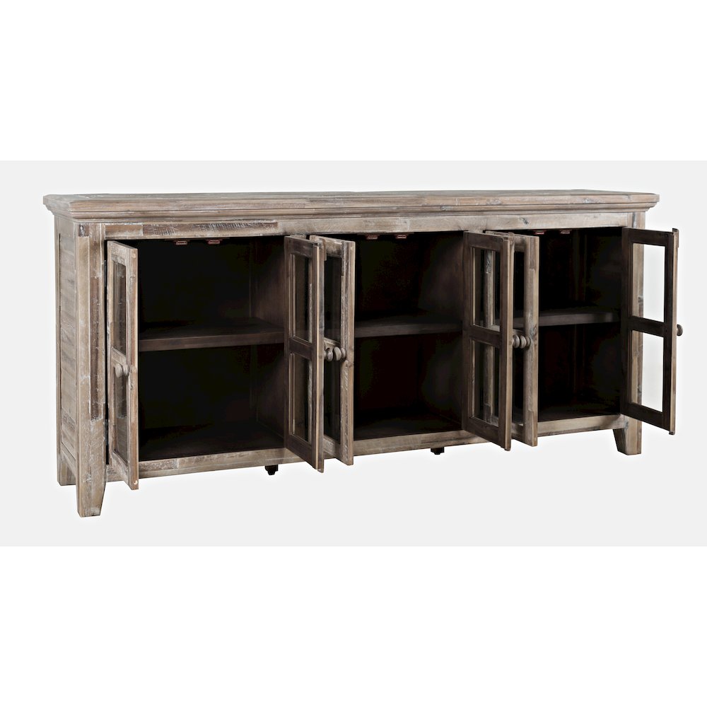 Rustic Shores 70" Coastal Distressed Acacia Six-Door Sideboard Cabinet