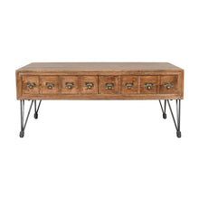 American Vintage Solid Wood Coffee Table with Apothecary Drawers