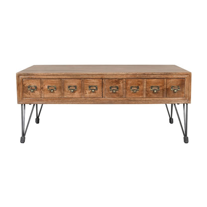 American Vintage Solid Wood Coffee Table with Apothecary Drawers