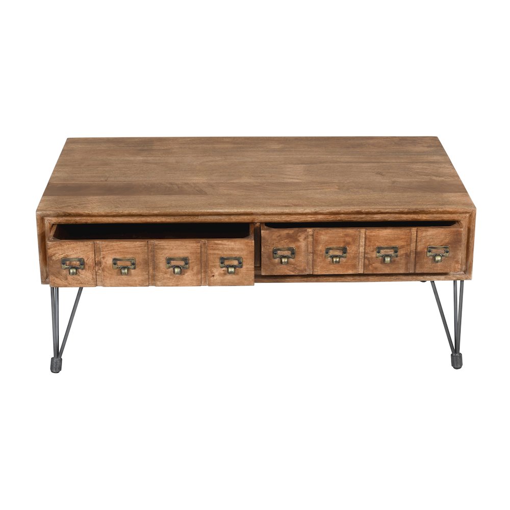 American Vintage Solid Wood Coffee Table with Apothecary Drawers