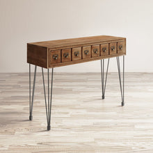 American Vintage Solid Wood Sofa Table with Apothecary Drawers