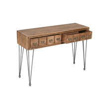 American Vintage Solid Wood Sofa Table with Apothecary Drawers