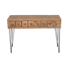 American Vintage Solid Wood Sofa Table with Apothecary Drawers