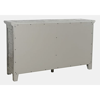 Rustic Shores 54" Coastal Distressed Acacia Four-Door Credenza Cabinet