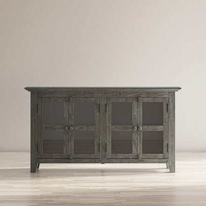 Rustic Shores 54" Coastal Distressed Acacia Four-Door Credenza Cabinet