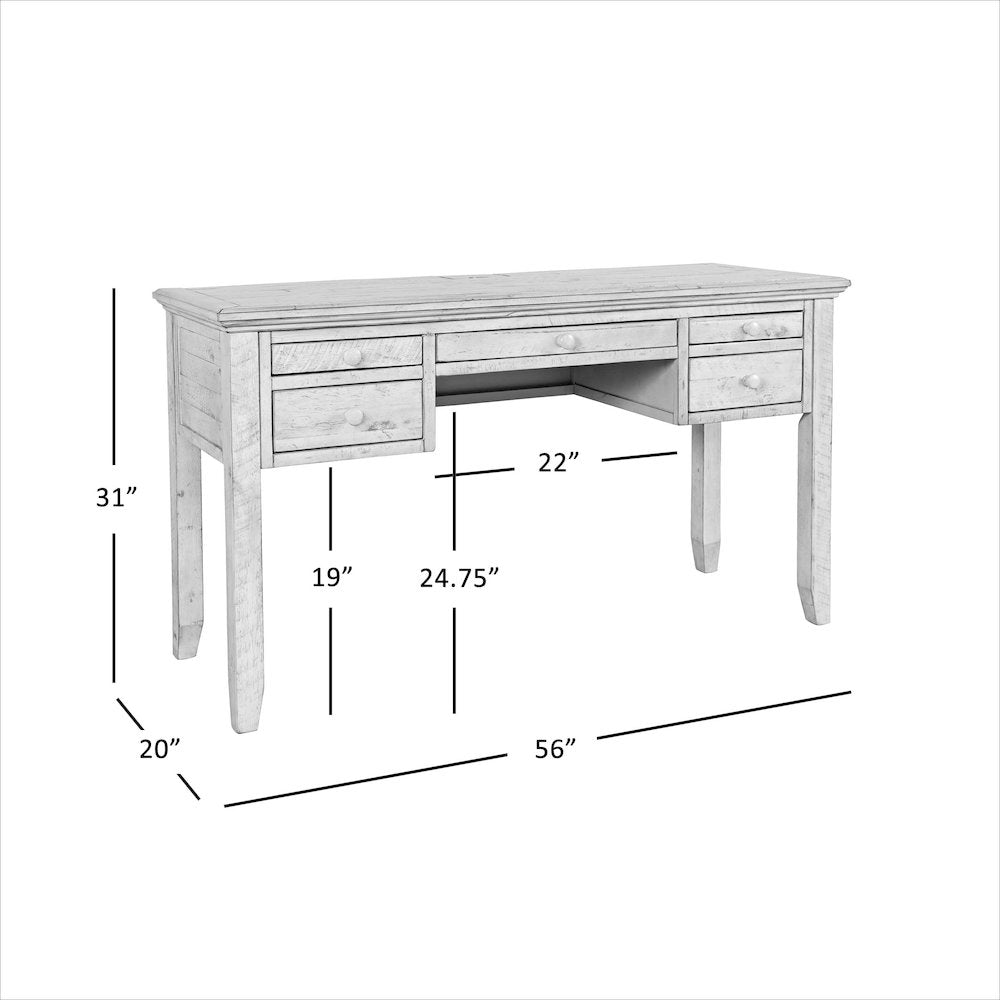 Rustic Shores Coastal Style Distressed Acacia USB Charging Desk