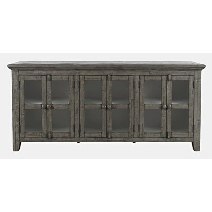 Rustic Shores 70" Coastal Distressed Acacia Six-Door Sideboard Cabinet