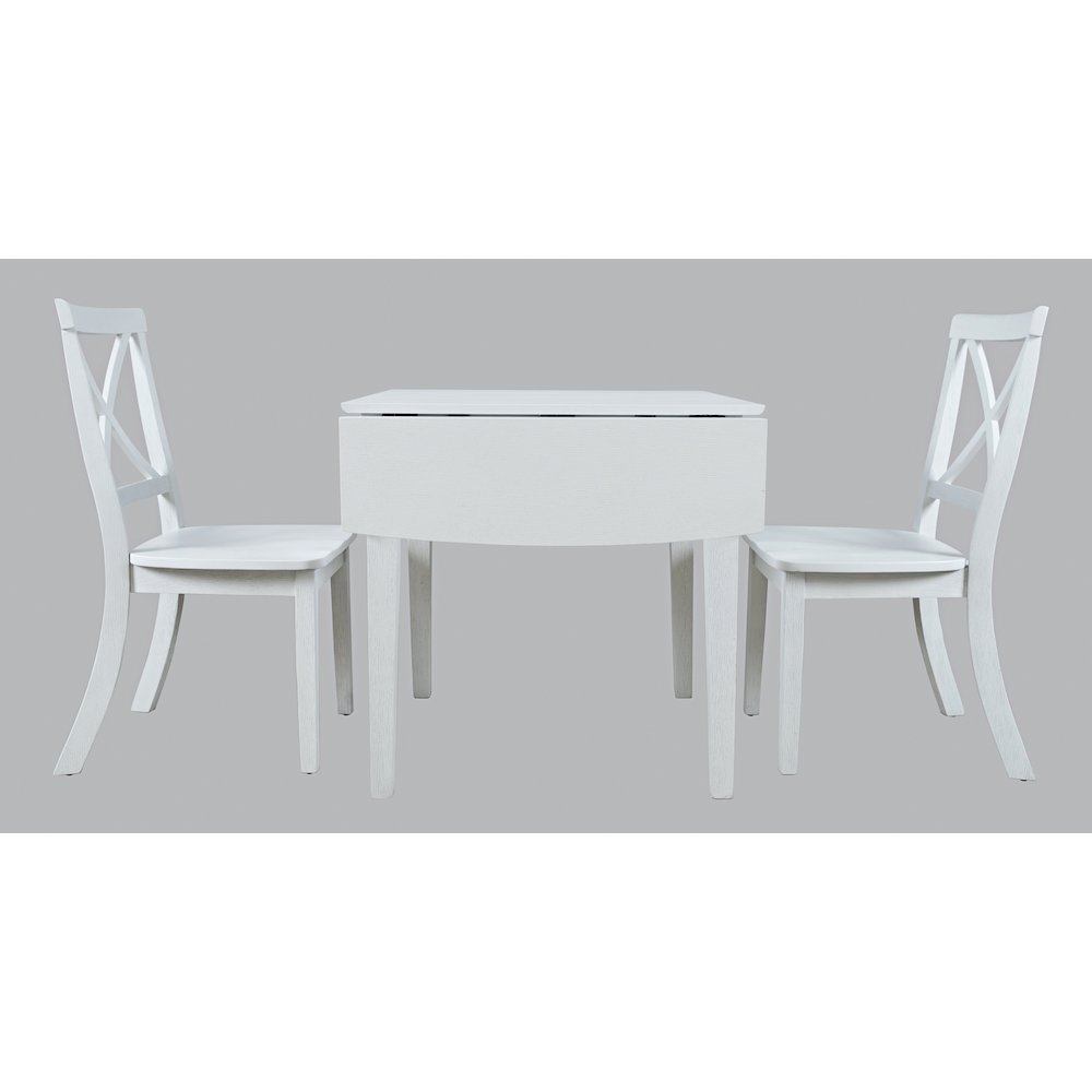 Eastern Tides Coastal Wire-Brushed Acacia Three Piece Cross-Back Dining Set