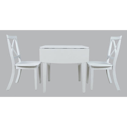 Eastern Tides Coastal Wire-Brushed Acacia Three Piece Cross-Back Dining Set