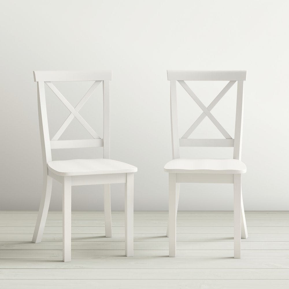 Eastern Tides Coastal Wire-Brushed Wood X-Back Acacia Dining Chair (Set of 2)