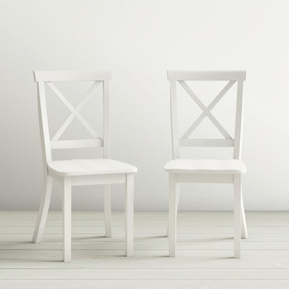 Eastern Tides Coastal Wire-Brushed Wood X-Back Acacia Dining Chair (Set of 2)