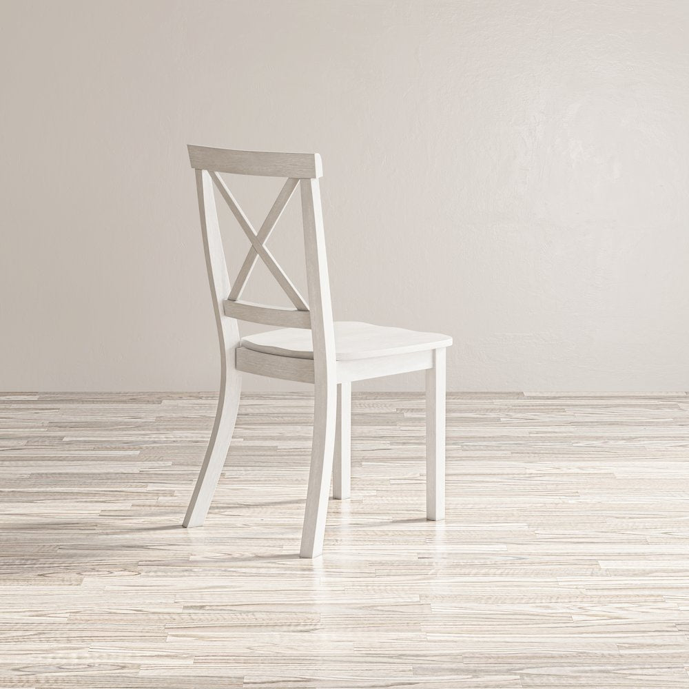Eastern Tides Coastal Wire-Brushed Wood X-Back Acacia Dining Chair (Set of 2)