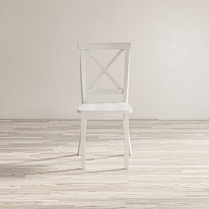 Eastern Tides Coastal Wire-Brushed Acacia Three Piece Cross-Back Dining Set