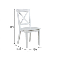 Acacia Veneer X-Back Dining Chairs, Wire-Brushed Coastal Wood, Brushed White