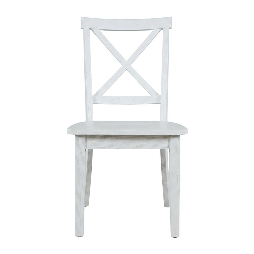 Acacia Veneer X-Back Dining Chairs, Wire-Brushed Coastal Wood, Brushed White