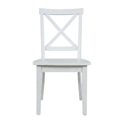 Acacia Veneer X-Back Dining Chairs, Wire-Brushed Coastal Wood, Brushed White