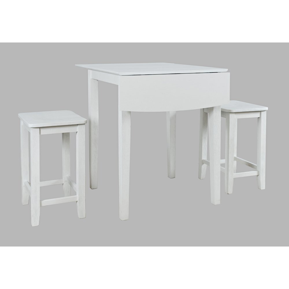 Coastal Wire-Brushed Acacia Three Piece Backless Counter Height Dining Set