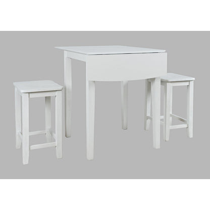 Coastal Wire-Brushed Acacia Three Piece Backless Counter Height Dining Set