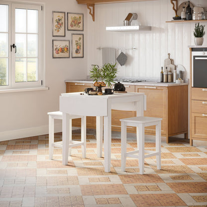 Coastal Wire-Brushed Acacia Three Piece Backless Counter Height Dining Set