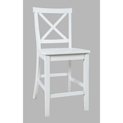 Eastern Tides Coastal Wire-Brushed Wood X-Back Counter Barstool (Set of 2)
