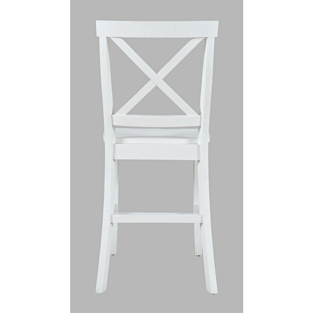 Eastern Tides Coastal Wire-Brushed Wood X-Back Counter Barstool (Set of 2)
