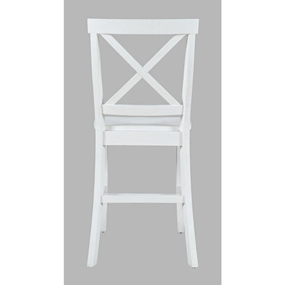 Eastern Tides Coastal Wire-Brushed Wood X-Back Counter Barstool (Set of 2)