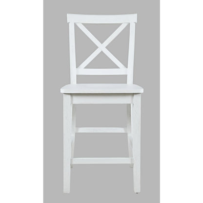 Eastern Tides Coastal Wire-Brushed Wood X-Back Counter Barstool (Set of 2)
