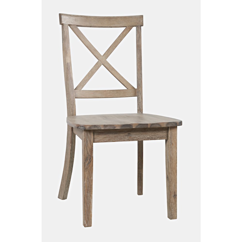 Eastern Tides Coastal Wire-Brushed Wood X-Back Acacia Dining Chair (Set of 2)