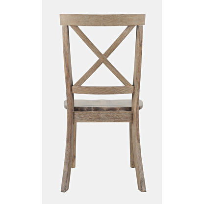 Eastern Tides Coastal Wire-Brushed Wood X-Back Acacia Dining Chair (Set of 2)