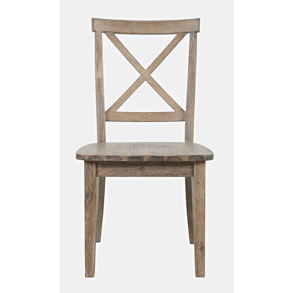 Eastern Tides Coastal Wire-Brushed Wood X-Back Acacia Dining Chair (Set of 2)