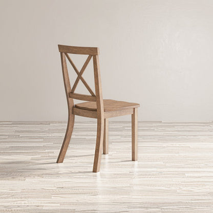 Eastern Tides Coastal Wire-Brushed Wood X-Back Acacia Dining Chair (Set of 2)