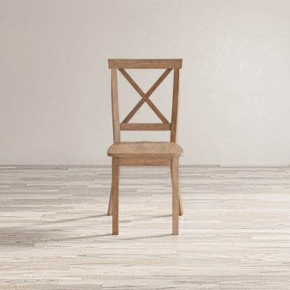Eastern Tides Coastal Wire-Brushed Wood Three Piece Cross-Back Dining Set