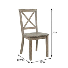 Acacia Veneer X-Back Dining Chairs, Wire-Brushed Coastal Wood, Brushed Bisque, Set of 2