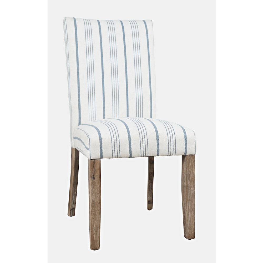 Coastal Wire-Brushed Wood Upholstered Parsons Dining Chair (Set of 2)