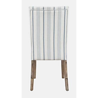 Coastal Wire-Brushed Wood Upholstered Parsons Dining Chair (Set of 2)