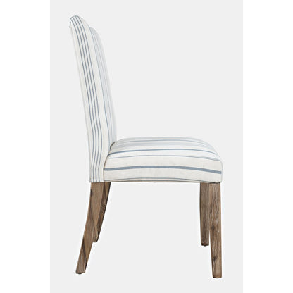 Coastal Wire-Brushed Wood Upholstered Parsons Dining Chair (Set of 2)
