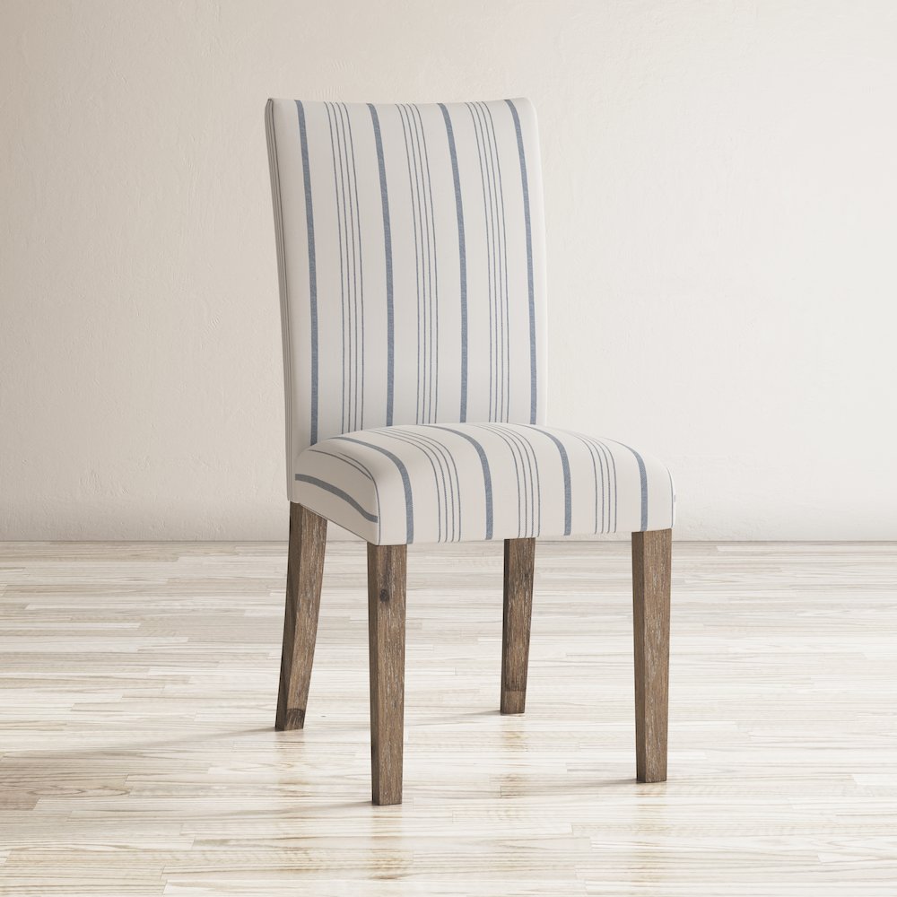 Coastal Wire-Brushed Wood Upholstered Parsons Dining Chair (Set of 2)