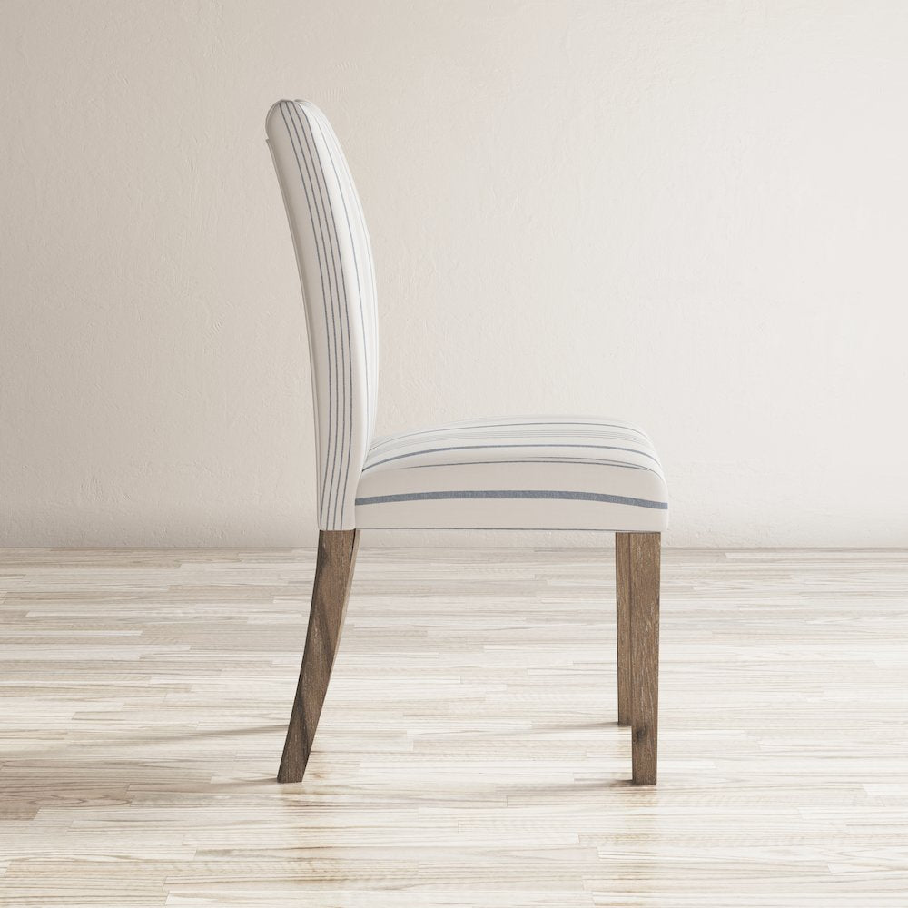 Coastal Wire-Brushed Wood Upholstered Parsons Dining Chair (Set of 2)