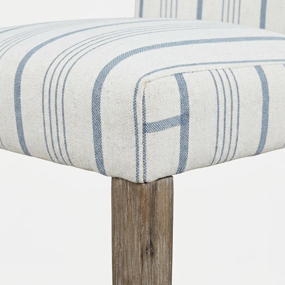Acacia Veneer Parsons Dining Chairs, Coastal High-Back Style, Blue Stripe, Set