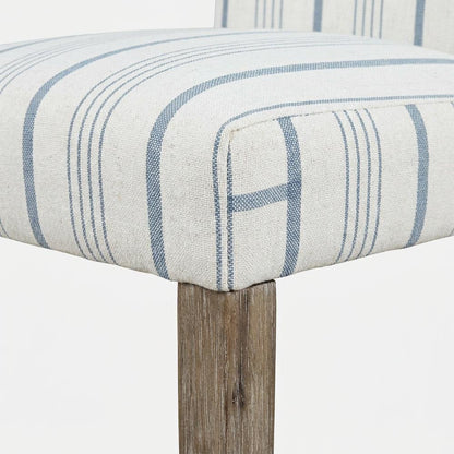 Acacia Veneer Parsons Dining Chairs, Coastal High-Back Style, Blue Stripe, Set