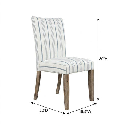 Acacia Veneer Parsons Dining Chairs, Coastal High-Back Style, Blue Stripe, Set