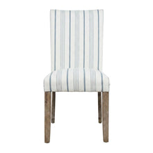 Acacia Veneer Parsons Dining Chairs, Coastal High-Back Style, Blue Stripe, Set