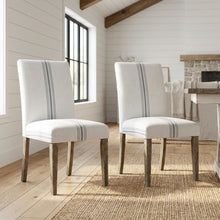 Acacia Veneer Parsons Dining Chairs, Coastal High-Back Style, Blue Stripe, Set