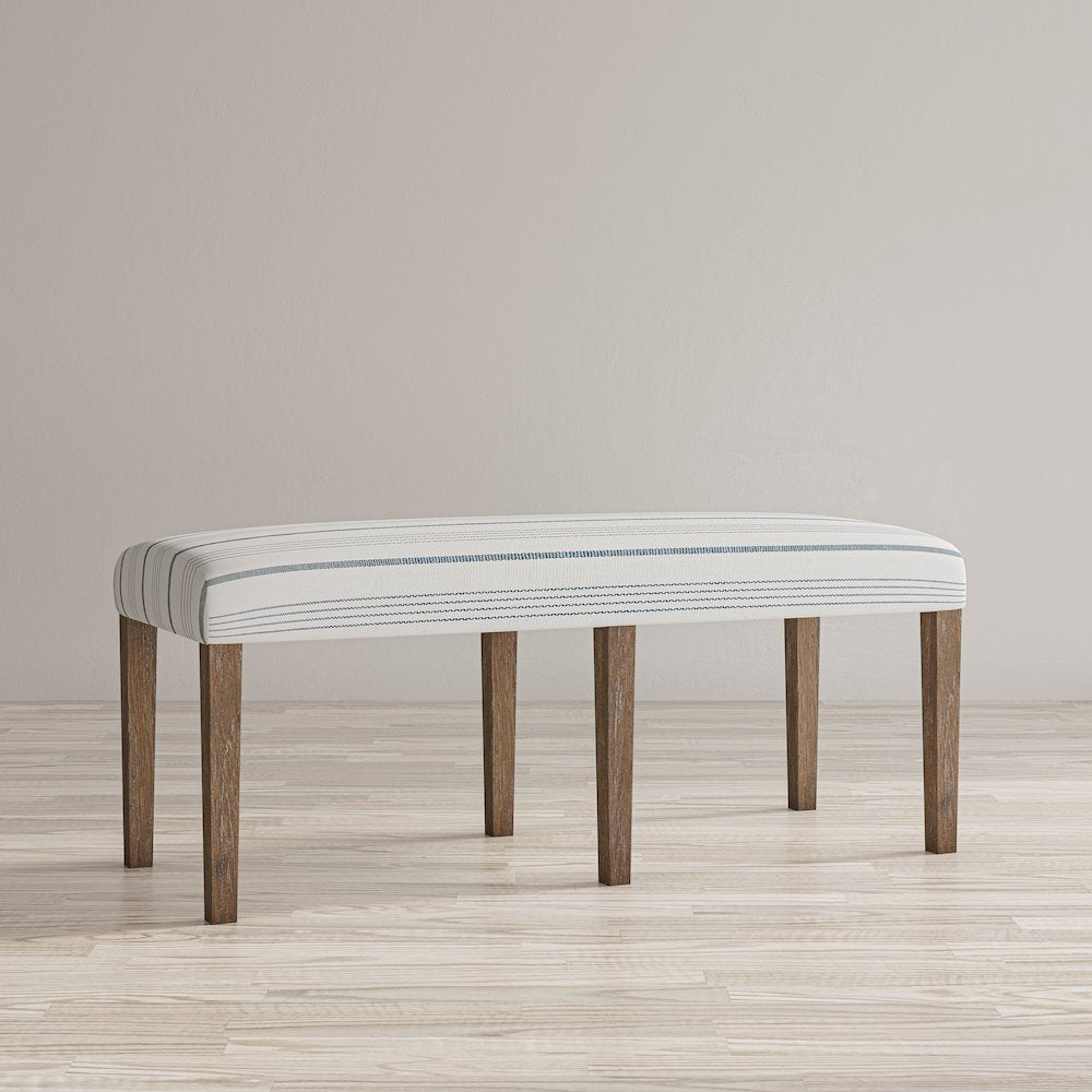 Eastern Tides Coastal Wire-Brushed Wood 46" Upholstered Dining Bench