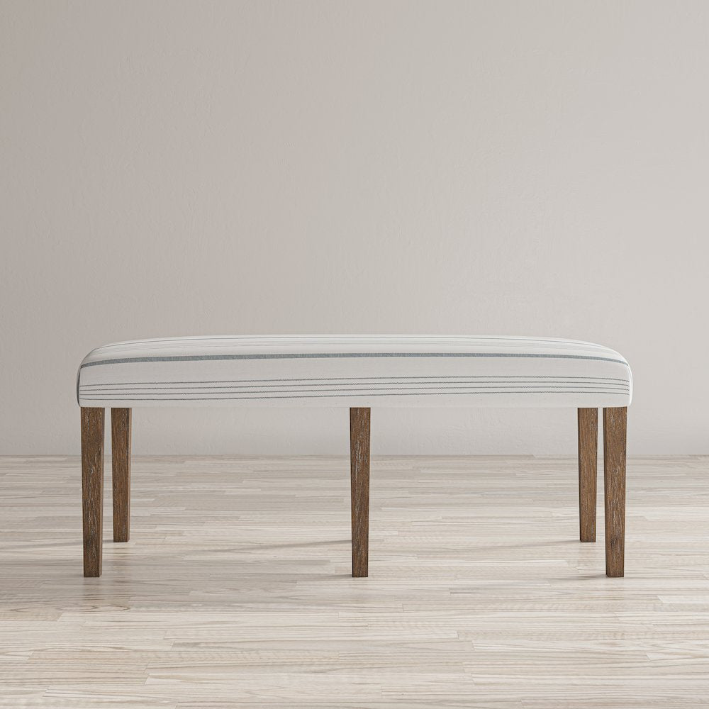 Eastern Tides Coastal Wire-Brushed Wood 46" Upholstered Dining Bench