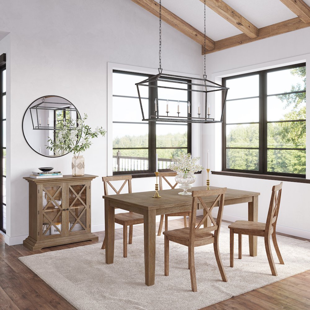 Eastern Tides Coastal Wire-Brushed Wood X-Back Acacia Dining Chair (Set of 2)