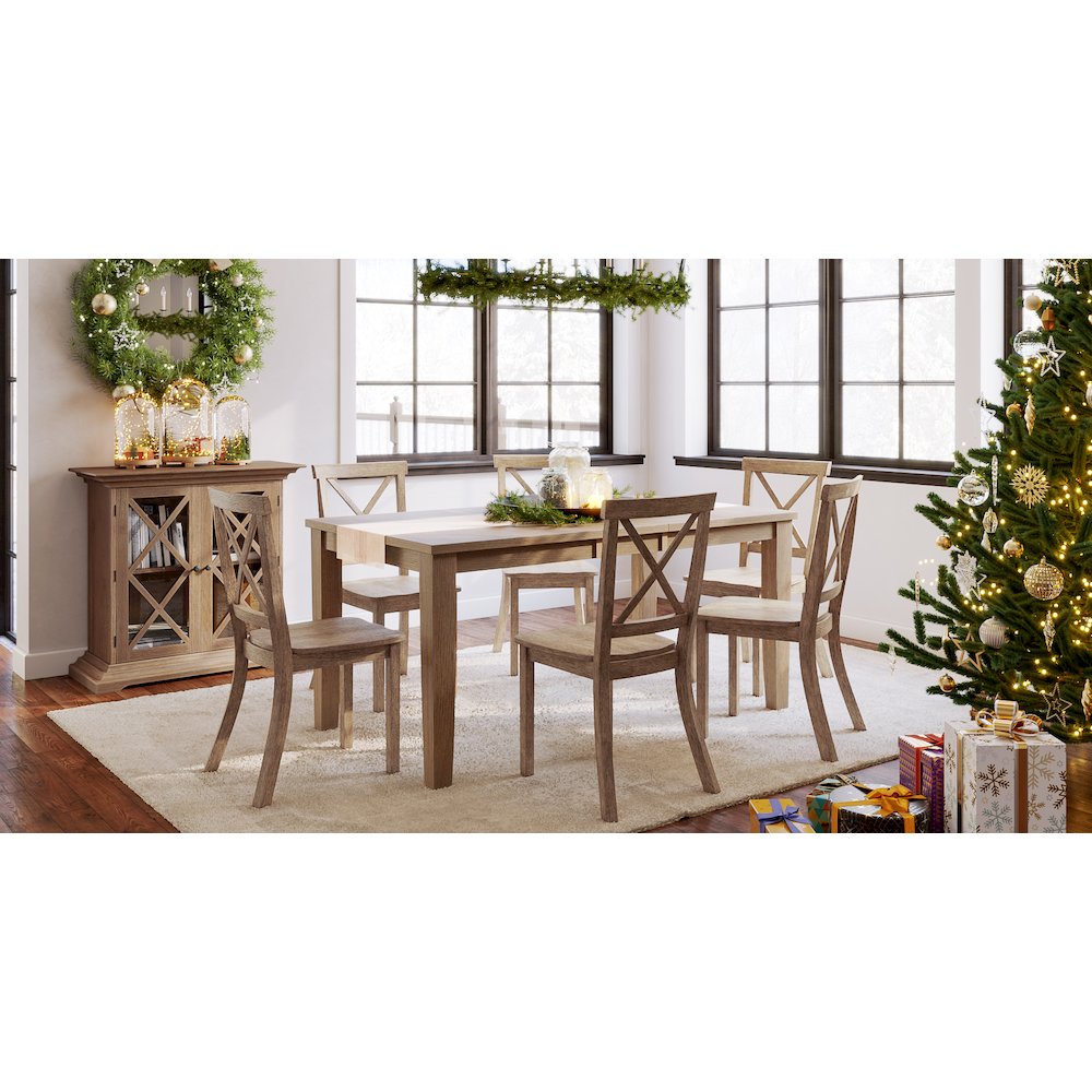 Eastern Tides Coastal Wire-Brushed Wood 66" Extendable Dining Table