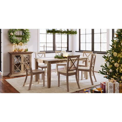 Eastern Tides Coastal Wire-Brushed Wood 66" Extendable Dining Table